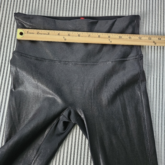 Spanx Legging Womens M Black Faux Leather High-Waisted Compression Waistband - Picture 9 of 12